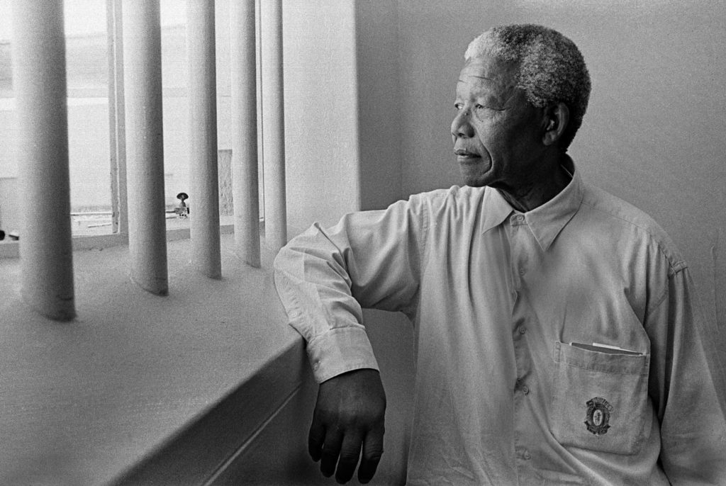 N.Mandela in his cell on Robben Island (revisit} 1994